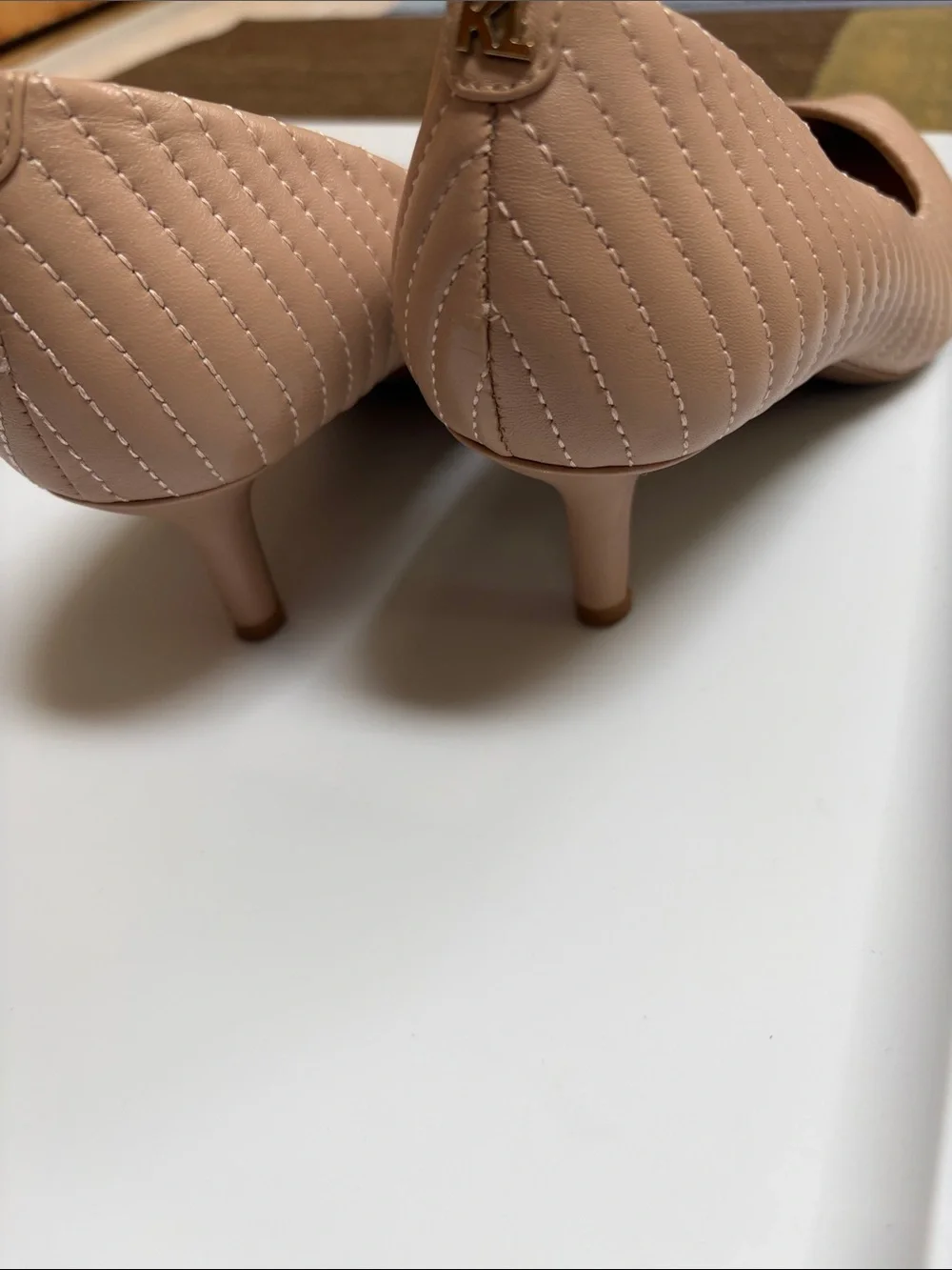 Karl Lagerfeld Blush Quilted Pointed-Toe Flats